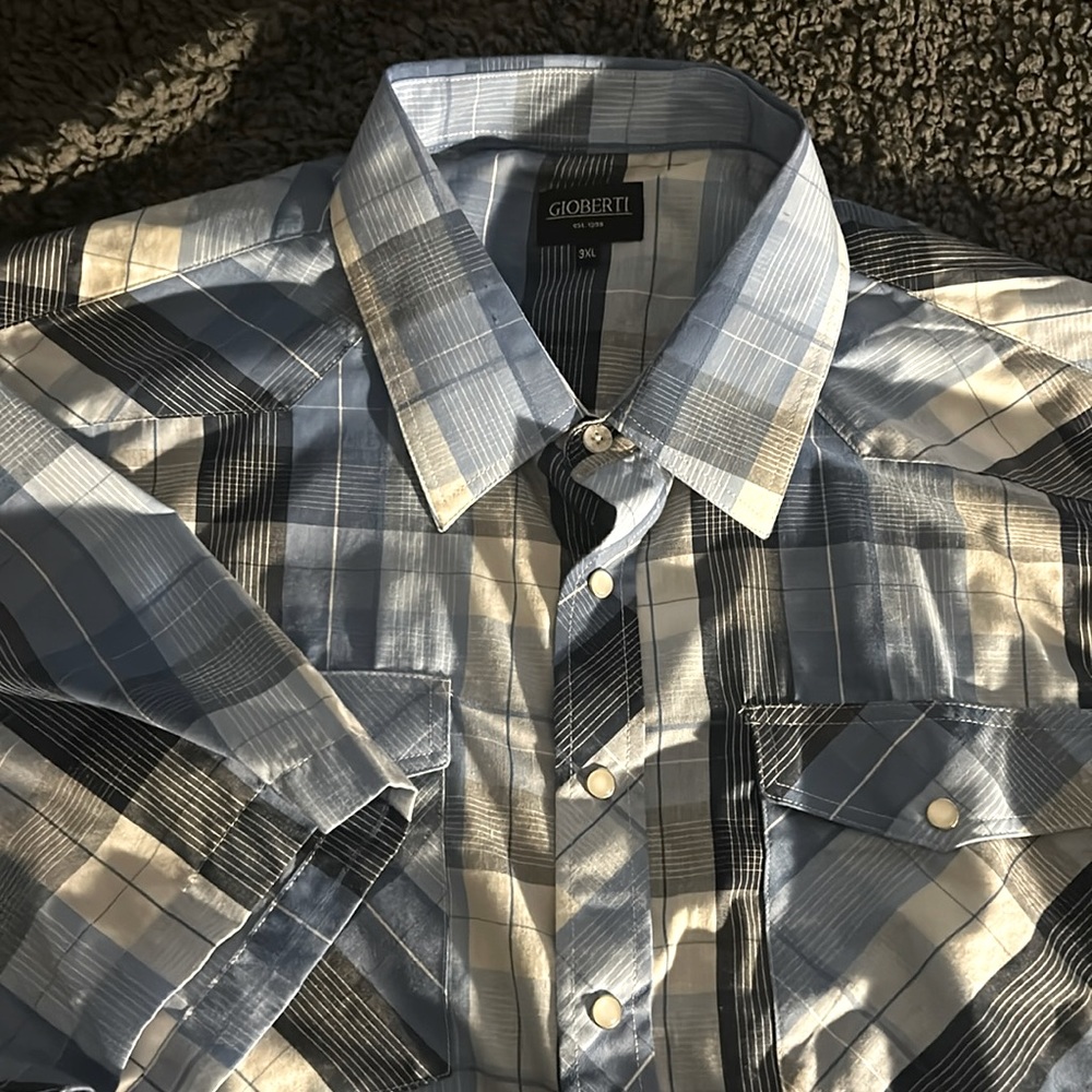 Blue short sleeve button up
